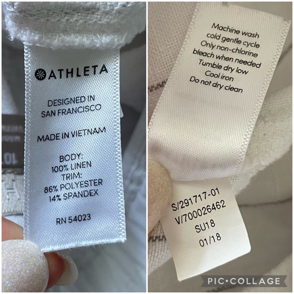 Athleta Bali White Silver Gray Striped Crop Pants size 10 T - Picture 11 of 12